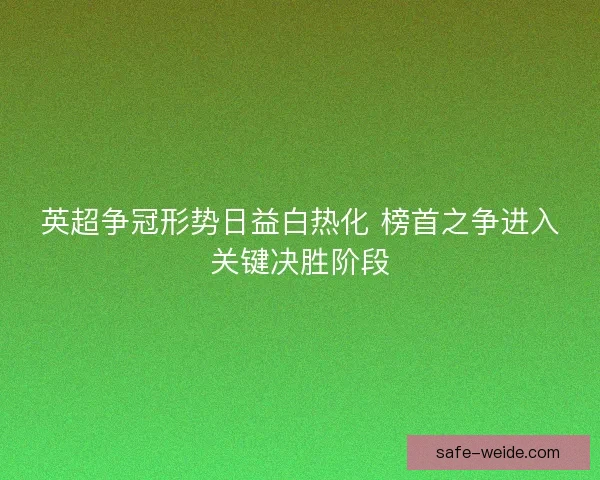 英超争冠形势日益白热化 榜首之争进入关键决胜阶段