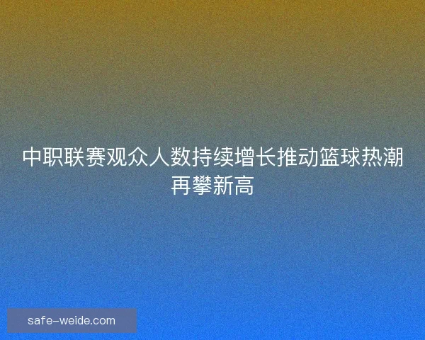 中职联赛观众人数持续增长推动篮球热潮再攀新高